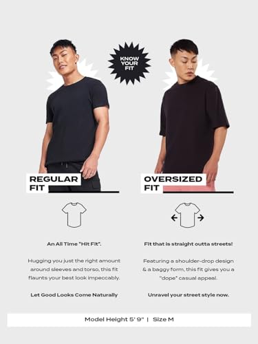 Bewakoof Official Peanuts Merchandise MenS Graphic Print Oversized Fit Half Sleeve Round Neck Cotton T-Shirt_630667_Black_Xl