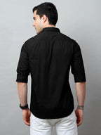 Tee Projekt Cotton Shirt for Men ll Front Pocket Shirt ll Stylish Long Sleeve Shirt ll Soild Regular Fit (Pack of 2) Black-Sky B