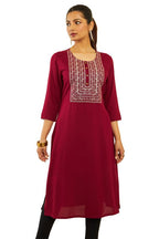 Soch Womens Rayon Floral Zari Embroidestraight Kurta