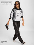 The Souled Store Knitted Sweater: Fallen Angel Women and Girls Oversized Sweater White