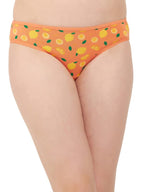 Clovia Womens Cotton Low Waist Tutty Fruity Printed Bikini Panty (PN3380D16_Orange_XXL)
