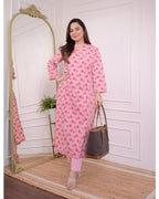 Fabnex Cotton Blend Regular Women Kurta Set (K-56-Pink-M_Pink
