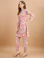 Womanista Women'S Multi Coloured Pure Cotton Floral Printed Tunic With Trouser Co-Ord(Co-Ords_9077)