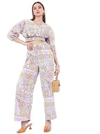 Ketch Polyester Women Western Casual Fit Co-Ord Set Standard Length Playwear Dress (Khce000058_Lavender_L)