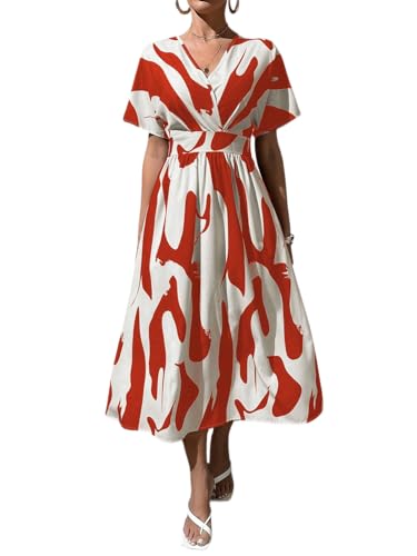 Leriya Fashion Midi Dress for Women | One Piece Dress for Women | Beach Dress for Women (Small, Red)