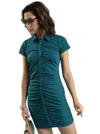 Ketch WomenS Cotton Blend Denim Jogger Above The Knee Dress (Khj6000337_Teal