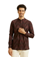 Manyavar MenS Spandex Digital Print Short Kurta (Maroon,M)