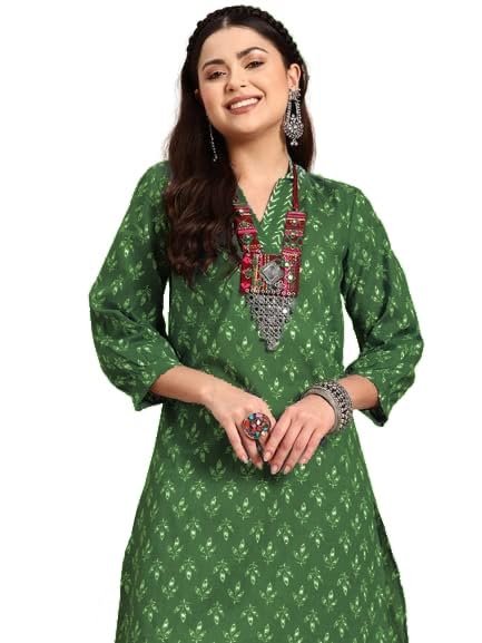 LookMark Womens Trendy Printed Cotton Blend Straight Kurta and Afghani Pant Set Perfect For Casual and Office Wear (AZ-LM-OG-KS
