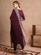 ANNI DESIGNER Womens Rayon Blend Straight Embroidered Kurta with Pant & Dupatta (TRP Wine_L_Wine_Large)