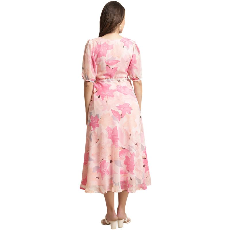Preneum WomenS Maxi Fit & Flare Print Georgette Regular Sleeves Casual |Summer |Latest Style |Festival & Occasion Maxi Gown(Max