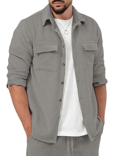 Casual Shirt for Men|| Shirt for Men|| Men Stylish Shirt (Rib-Shirt) (L, Grey)