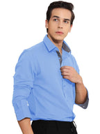 Tee Projekt Cotton Office wear Shirt|| Solid Shirt for Mens|| Casual Shirt for Men||Long Sleeve Spread Collar Shirt for Men Sky