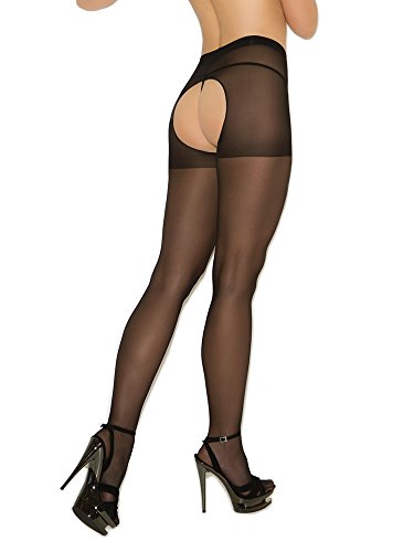 SHEER CROTCHLESS PANTYHOSE BLACK O/S