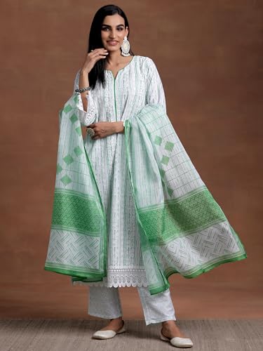 Libas WomenS Cotton Blend Kurta Set (35372_Off White