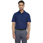 Turtle Men Cotton Navy Blue Solid Regular Fit Shirts