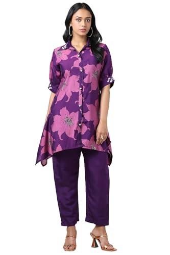 Soch Women Muslin Floral Print Kurta Set with Mirror Work