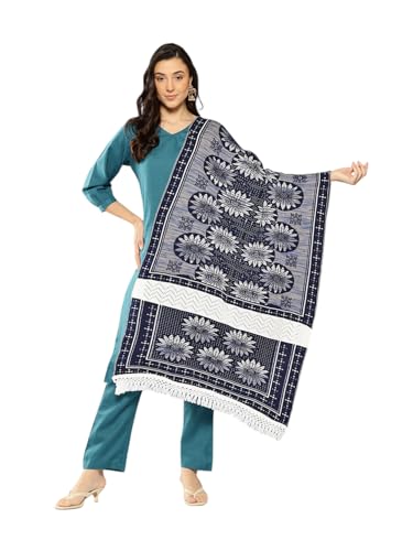 Aarika Womens Casual Wear Navy Blue Colour Damask Woolen Stole-(Free-Size)-(St-W-As-04-Navy-Blue-Free-Size)