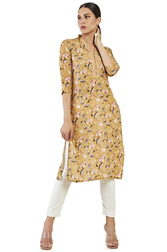 Soch Women Yellow Crepe Printed Kurta(8907715976526_Yellow_Xl)