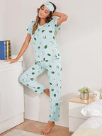 SHIENZY Womens Stylish Avacado Printed Night Suit || T-Shirt & Pyjama for Nightwear Set || Casual Lounge & Sleep Wear for Girls