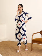 ANNI DESIGNER Ladies Cotton Blend Kurta & Trousers, Light Brown::Blue, S