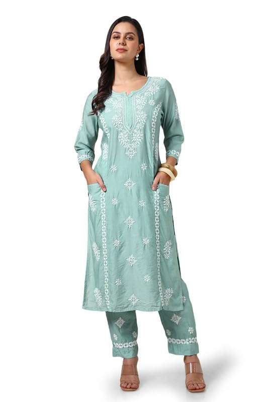 Soch Women Chanderi Embroidered Kurta Set with Thread Work