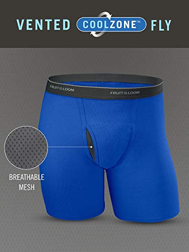 Fruit of the Loom Men's Coolzone Boxer Briefs, Moisture Wicking & Breathable, Assorted Color Multipacks, Short Leg-7 Pack-Black/
