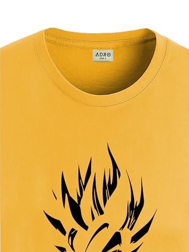 ADRO Mens Solid Regular Fit T-Shirt (RN24-GOK-MU_Mustard