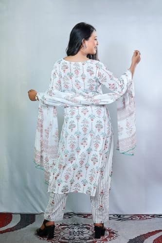 Pinkmint WomenS Printed V Neck Kurta And Pant Set With Dupatta (Pack Of 1)