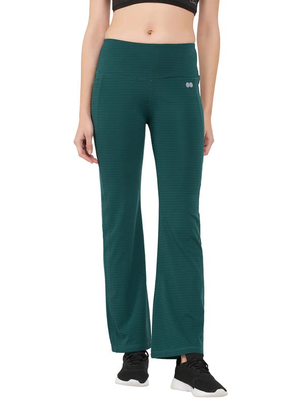 Clovia WomenS Comfort-Fit High Waist Flared Yoga Pants (Ab0090A36_Teal_Xxl)