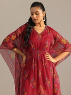 Libas WomenS Poly Chiffon Kurta Set (99116Or_Maroon