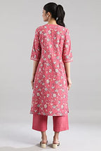 Aurelia Printed V Neck Cotton Flax Womens Kurta Set (S21Au02502832-P)