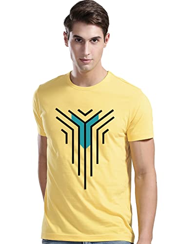 ADRO Graphic Printed Design Mens Cotton T-Shirts | R21-M-LNL-LY-XL Light Yellow