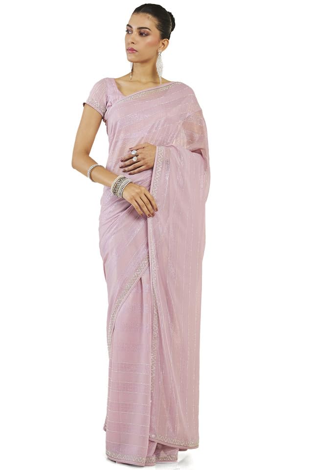 Soch Women Chiffon Striped Saree