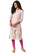 W For Woman Light Pink Floral Printed Kurta In Mandarin Collar_24Auw18927-121423_Xl