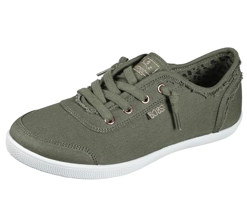 Skechers Women's Bobs B Cute Sneaker - Memory Foam, Flexible Outsole, Lightweight Vegan Shoes, Olive, 6.5