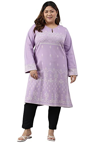 W For Woman Women'S Polyester Regular Kurta (22Now18505G-312489_Lilac Breeze