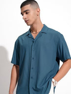 Ketch MenS Relaxed Fit Shirt (Khsh001818_Teal/Blue