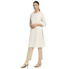 Fabindia Women Cotton Linen Knee Length Kurta Natural