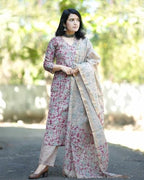 ANNI DESIGNER Womens Cotton Blend Printed Straight Kurta with Pant & Dupatta (Moringa Pink_4XL_Pink_XXXX-Large)