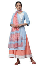 Aurelia Blue Straight Kurta, Peach Culottes And Dupatta Set (Size: L)-24Auas13384-504090