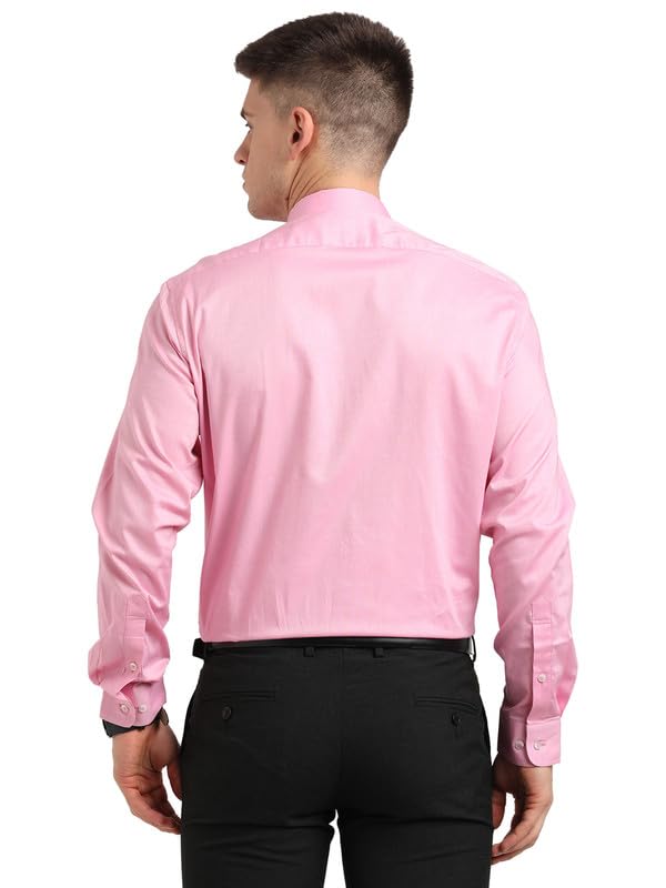 Turtle Men Cotton Solid Slim Fit Formal Shirts Pink
