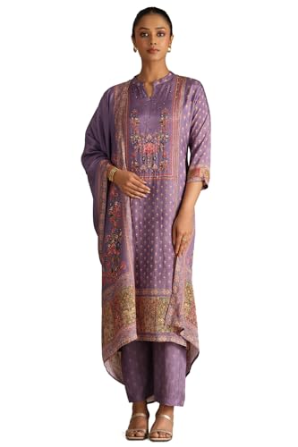 Soch Women Muslin Floral Print Suit Set with Sequins