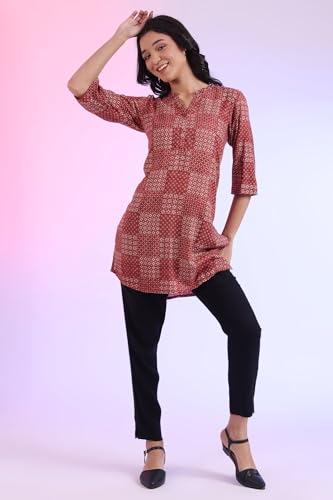 Aurelia Women'S Printed Pure Cotton Straight Kurti