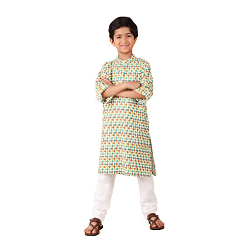 Fabindia BoyS Cotton Printed Regular Kurta (1028639Multi_Multi Multicolour