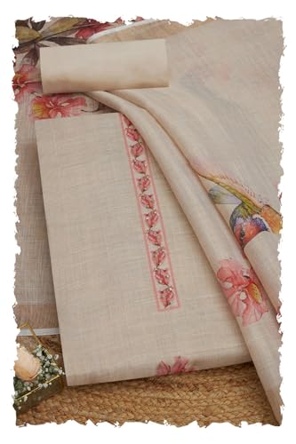 Soch Women Linen Shimmer Botanical Print Unstitched Dress Material with Sequins