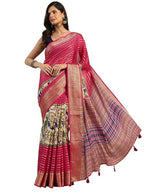 Libas Womens Woven Design Silk Blend Saree With Blouse Piece