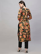 ANNI DESIGNER Womens Cotton Blend Straight Printed Kurta with Pant (Jabala Black-NW_M_Black_Medium)