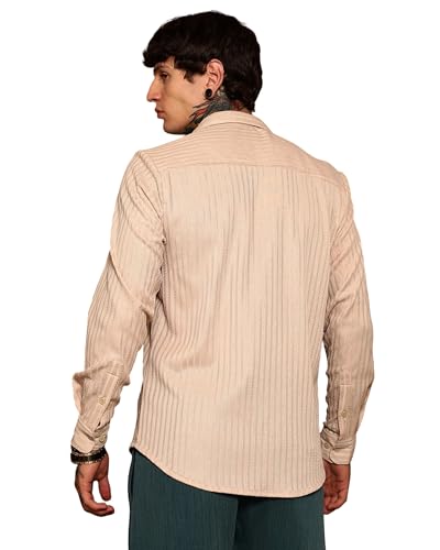 I Enterprise Mens Spread Collar Long Sleeve Multicolor Solid Regular Shirt Slim Fit Office Wear ShirtS For Men | Textured Long