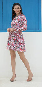 OM SAI LATEST CREATION Womens Rayon Full Sleeve A-Line Knee-Length Western Dresses for Women or Girls