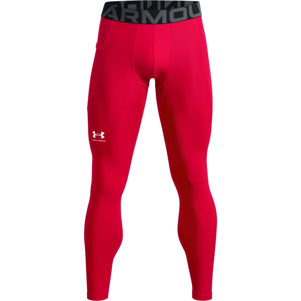 Under Armour Men's HeatGear Armour Leggings, Red (600)/White, Medium